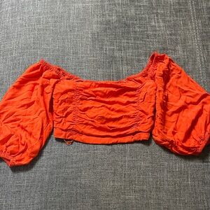 Chic Orange Off-Shoulder Crop Top